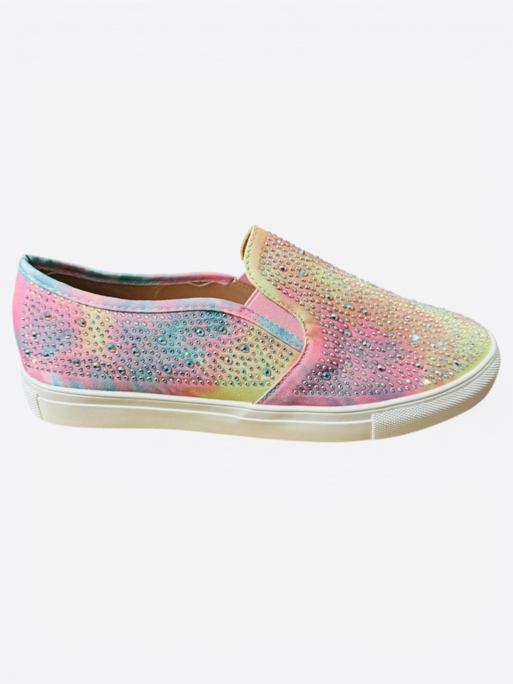 La Sheelah Pink Tie Dye Rhinestone Iridescent Slip-On Sneakers - Picture 4 of 10